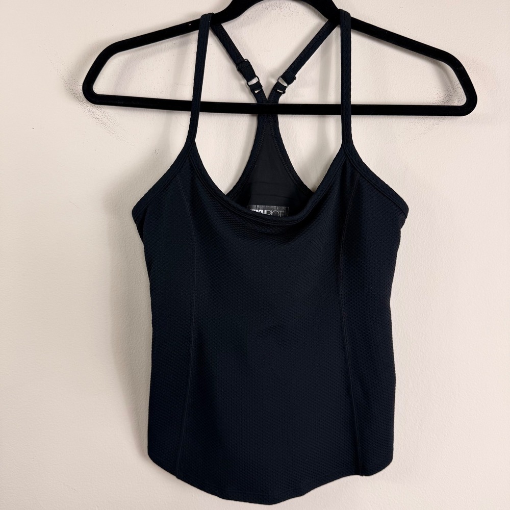 Beach Riot Sport Black Textured Honeycomb Racerback‎ Tank Top Built-In Bra Small